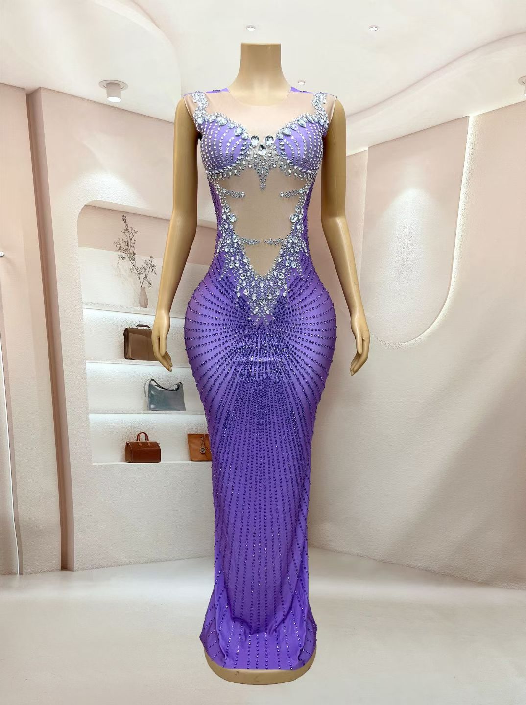 CELESINYI Chijin Crystal Purple Illusion Gown