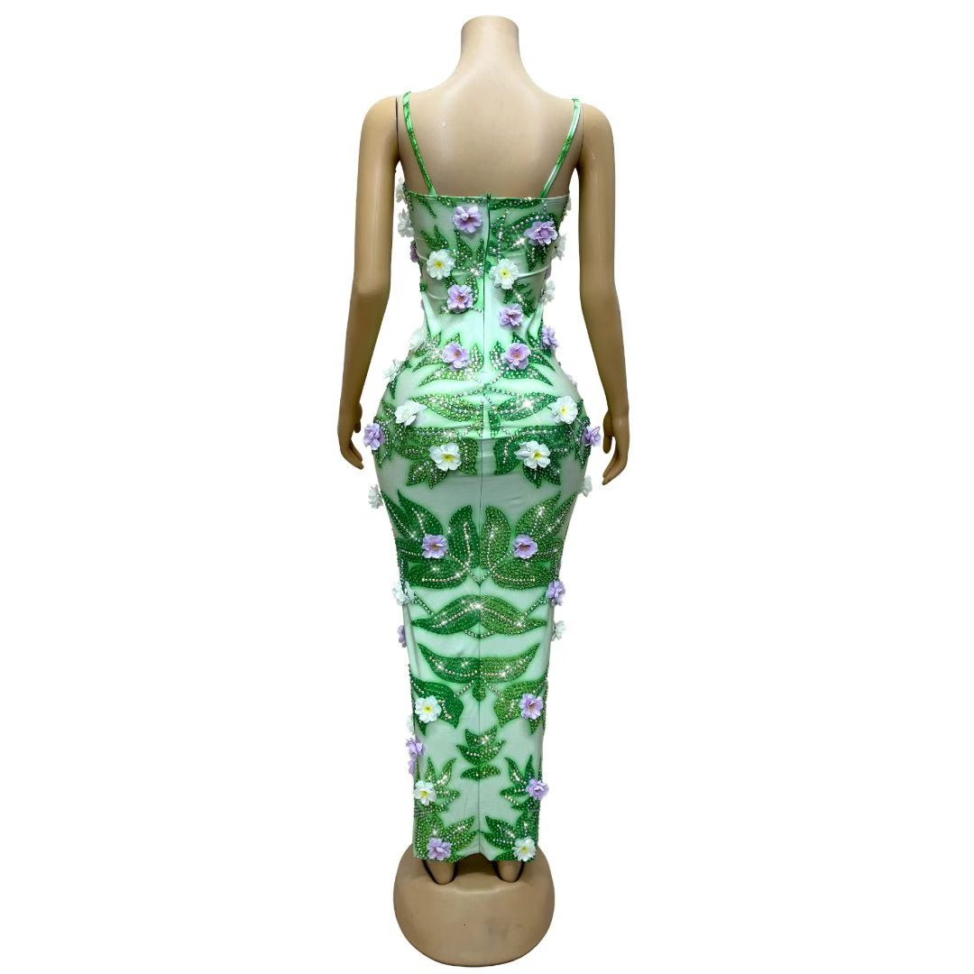 CELESINYI Baihuaqun Crystal 3D Flower Gown