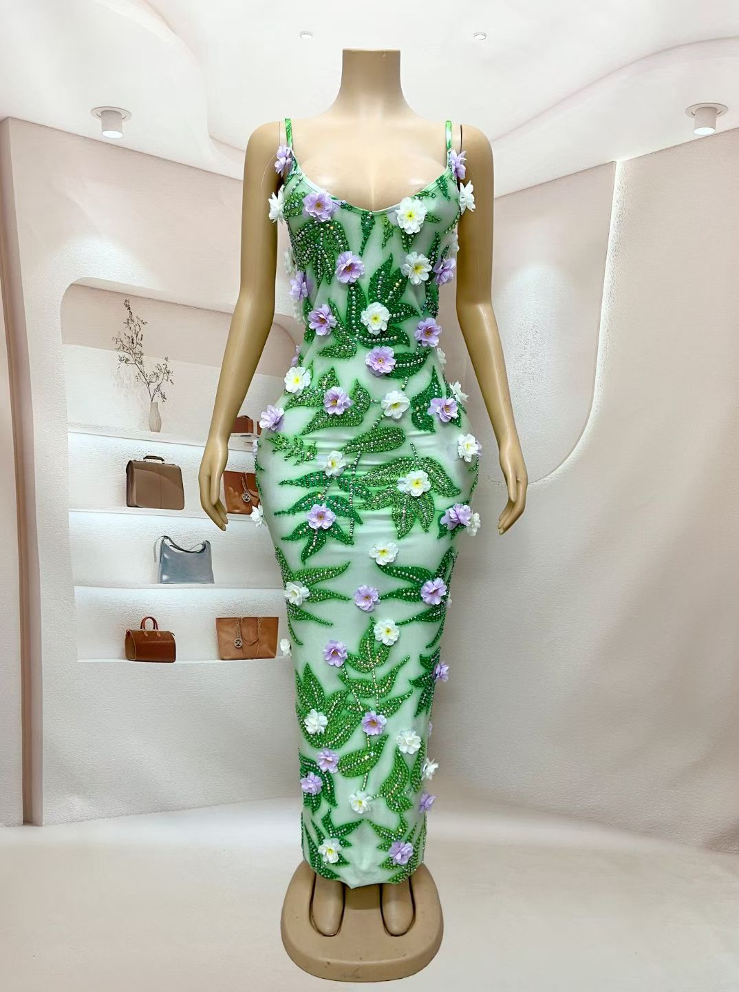 CELESINYI Baihuaqun Crystal 3D Flower Gown