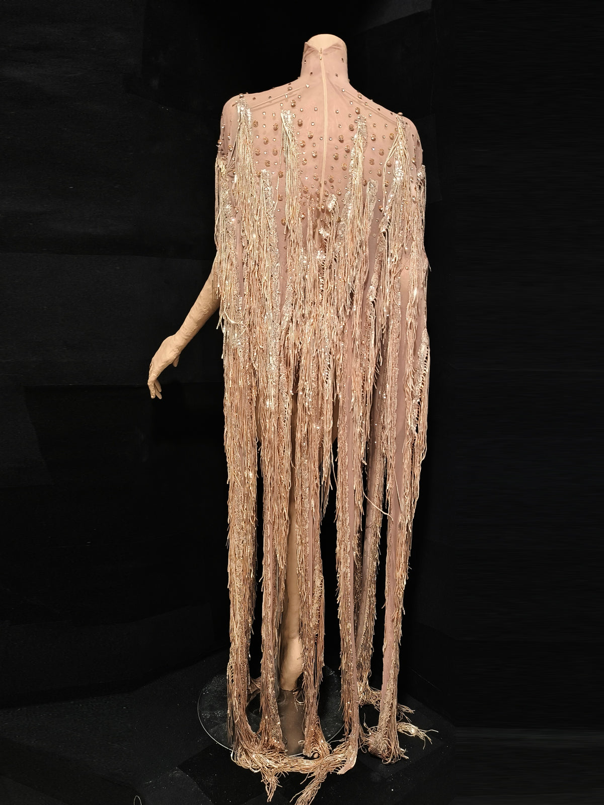 CELESINYI Yusan Crystal Gold Fringe Cape Set