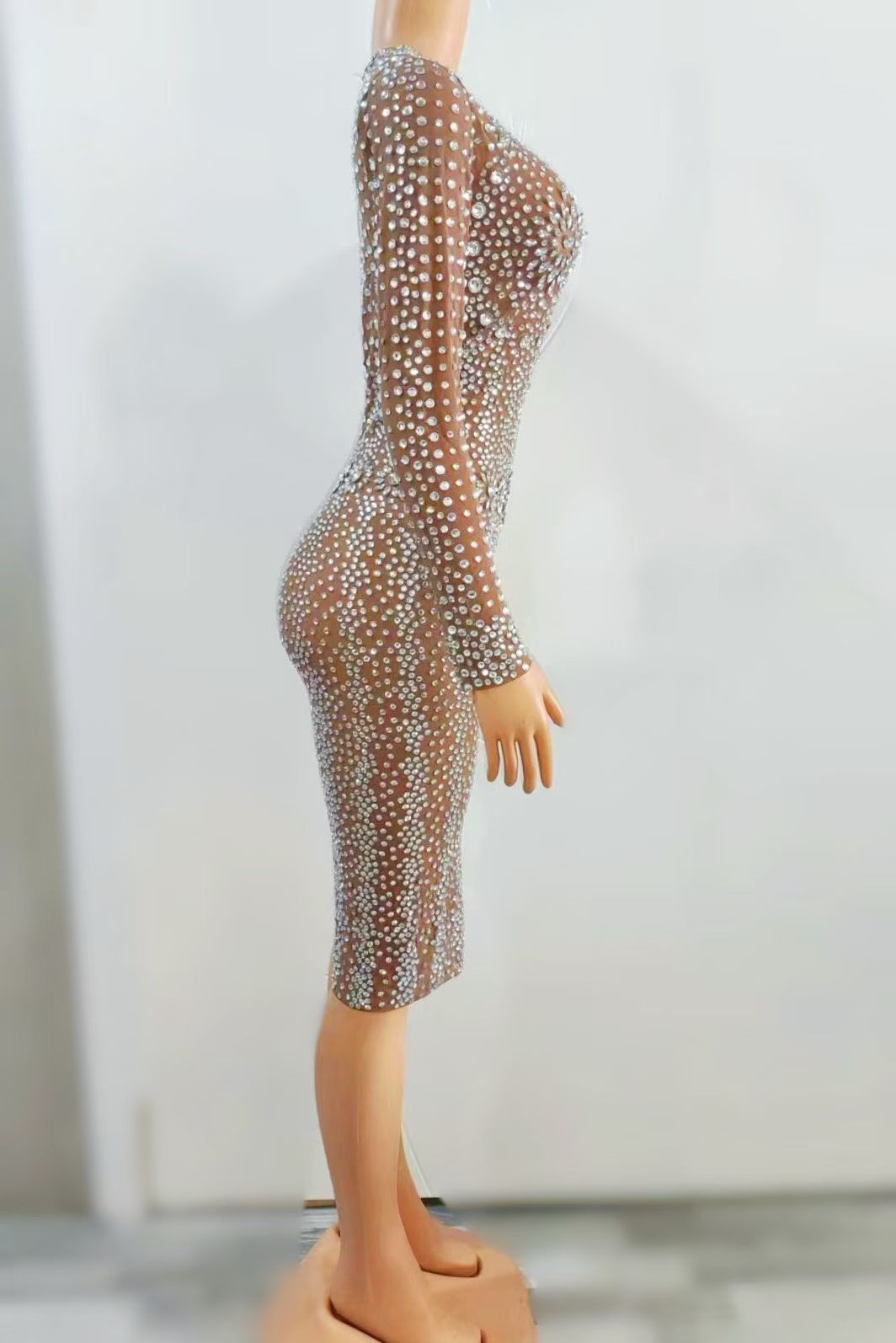 CELESINYI Xiaoli Crystal Ice-Queen Midi Dress