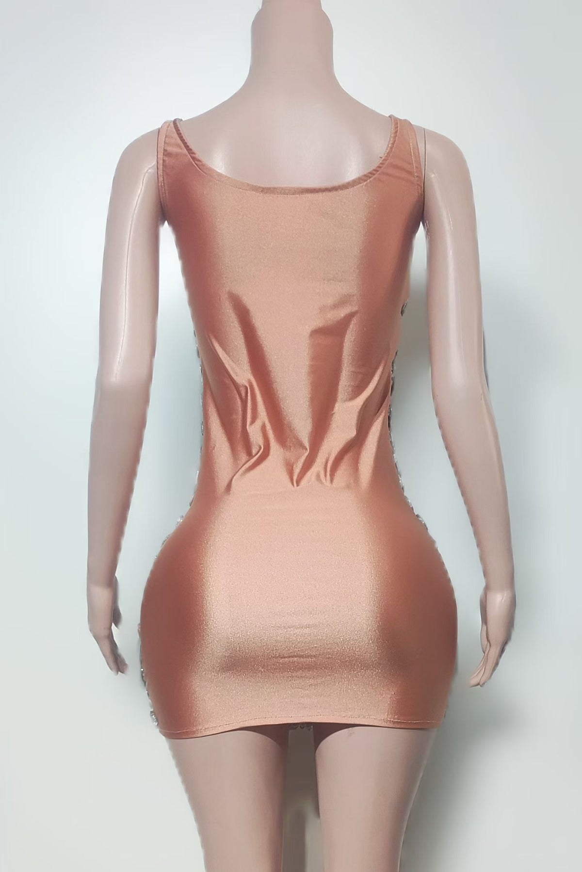 CELESINYI Bingdun Crystal Row Bodycon Mini Dress