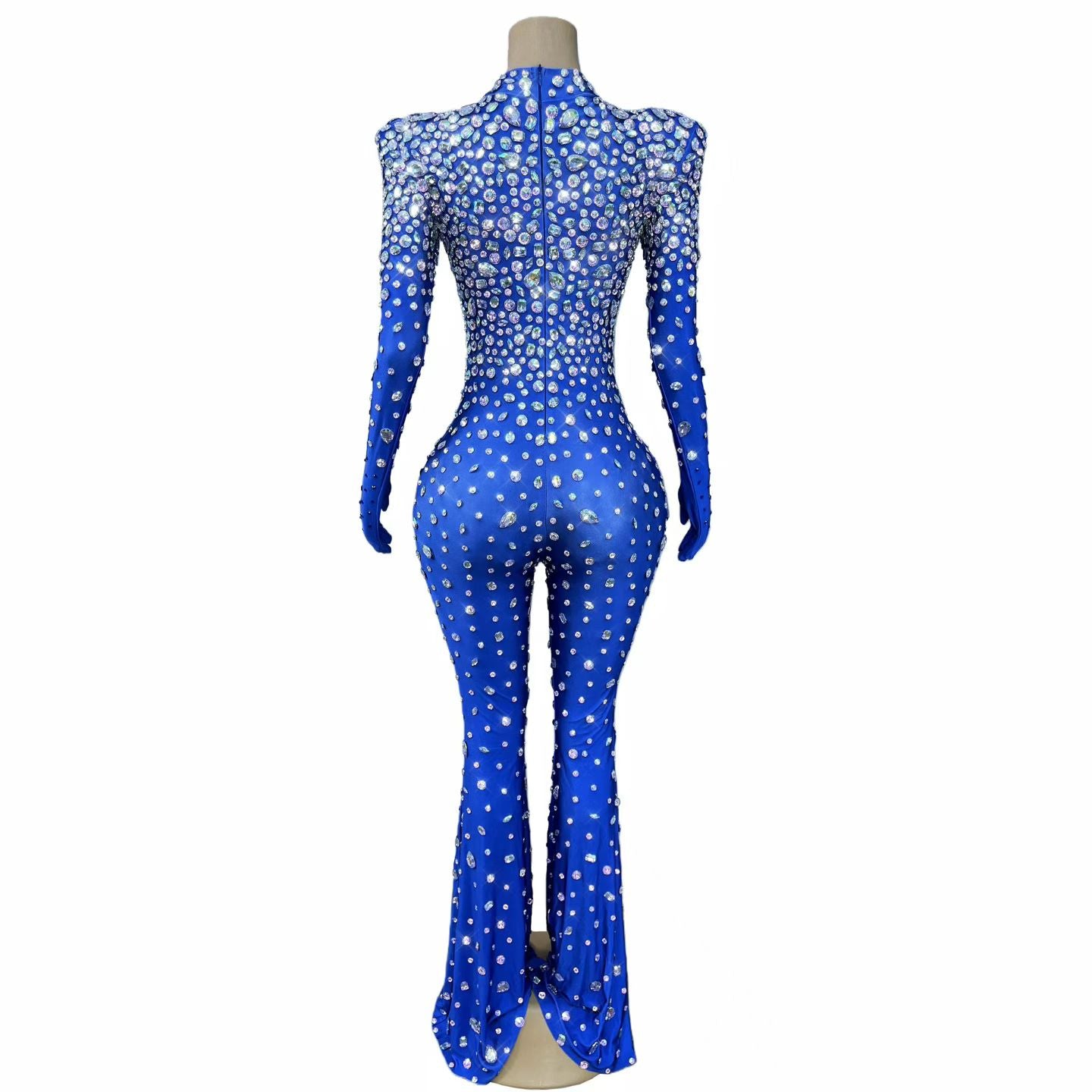 CELESINYI Dashuijing Crystal Bell-Bottom Jumpsuit (Blue)