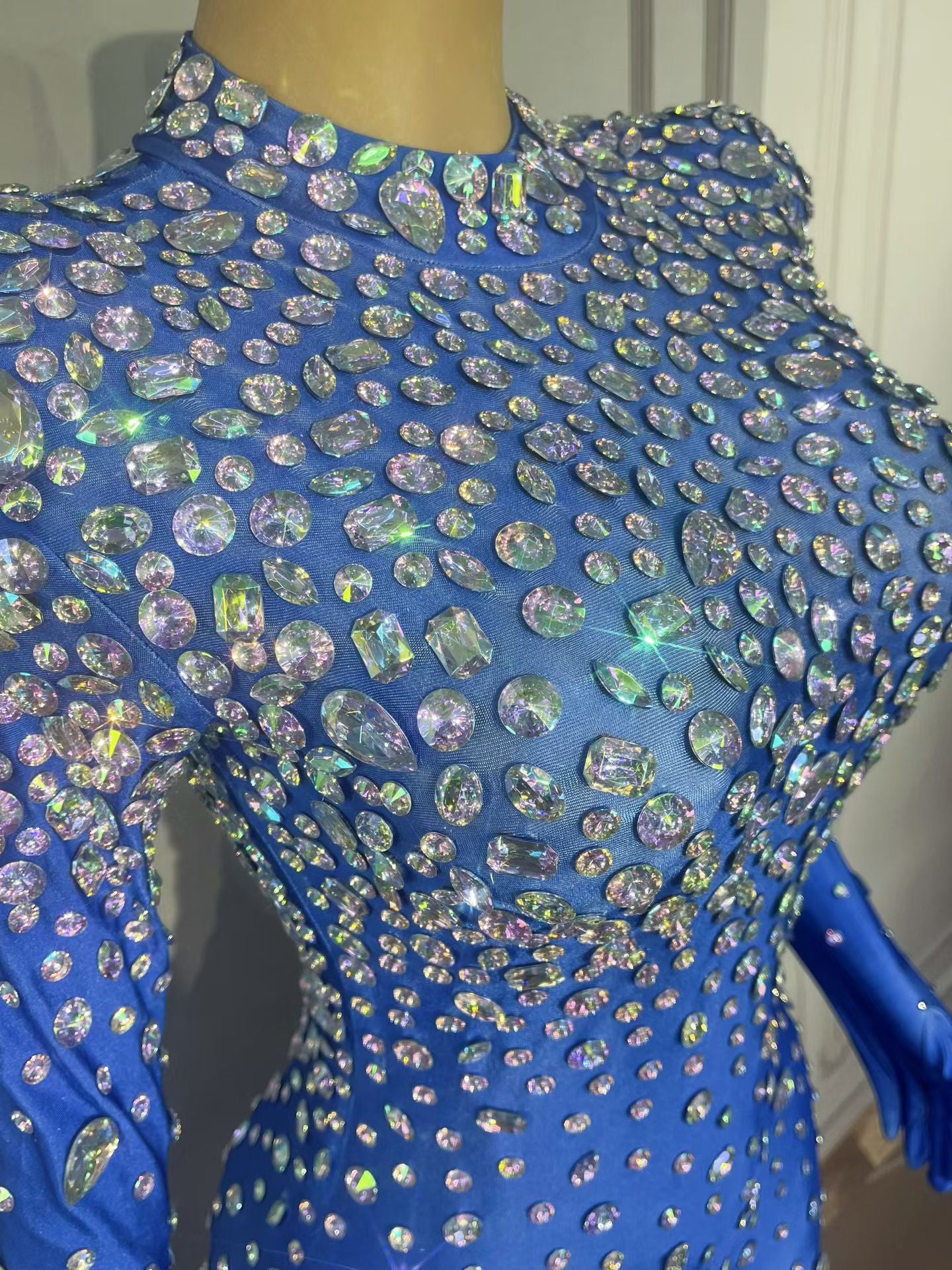 CELESINYI Dashuijing Crystal Bell-Bottom Jumpsuit (Blue)