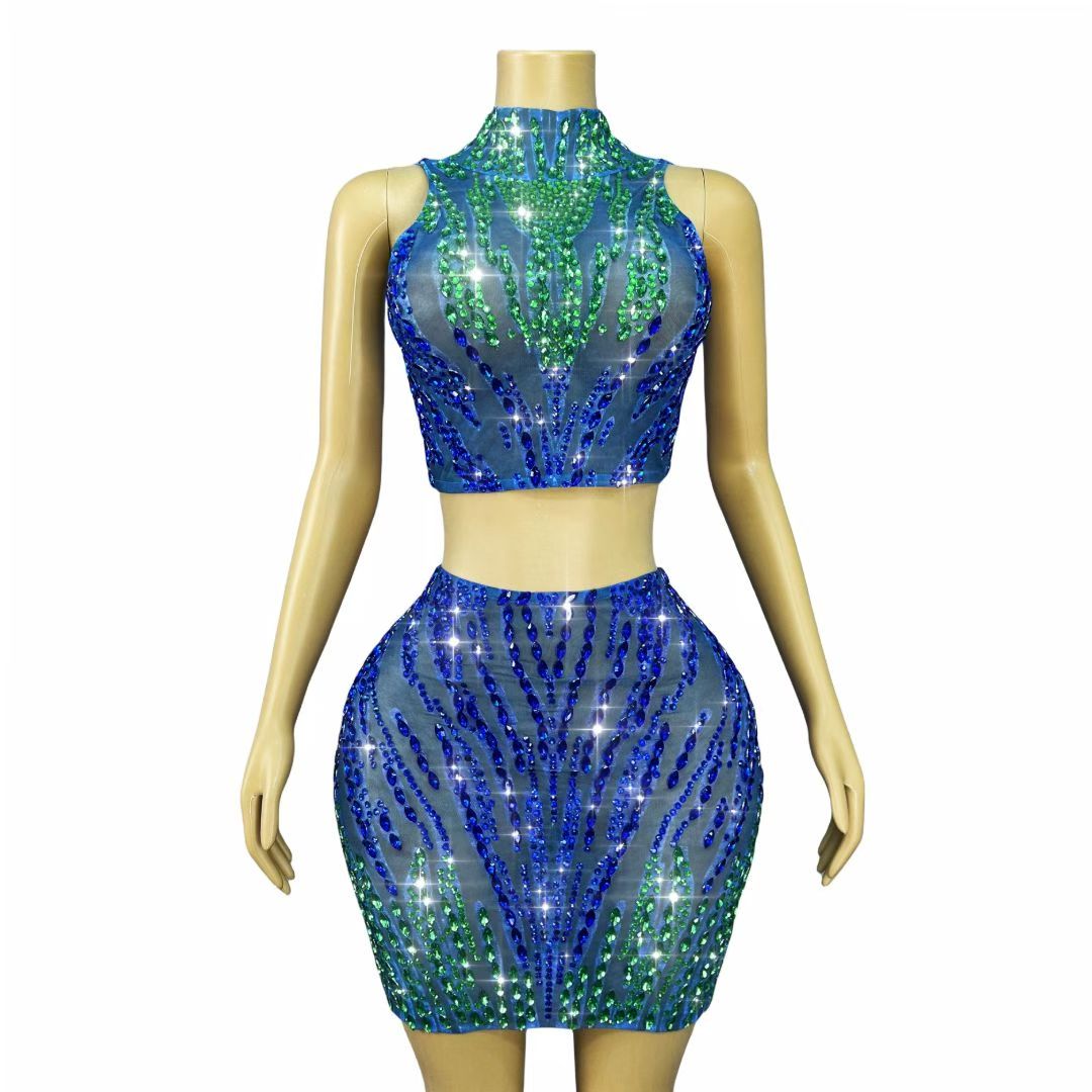 CELESINYI Lanliuyun Crystal Blue Flame Two-Piece Set