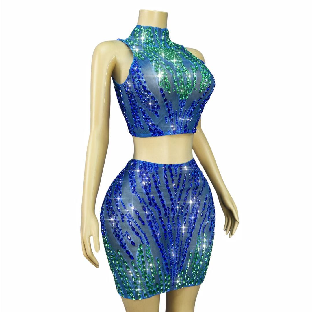 CELESINYI Lanliuyun Crystal Blue Flame Two-Piece Set