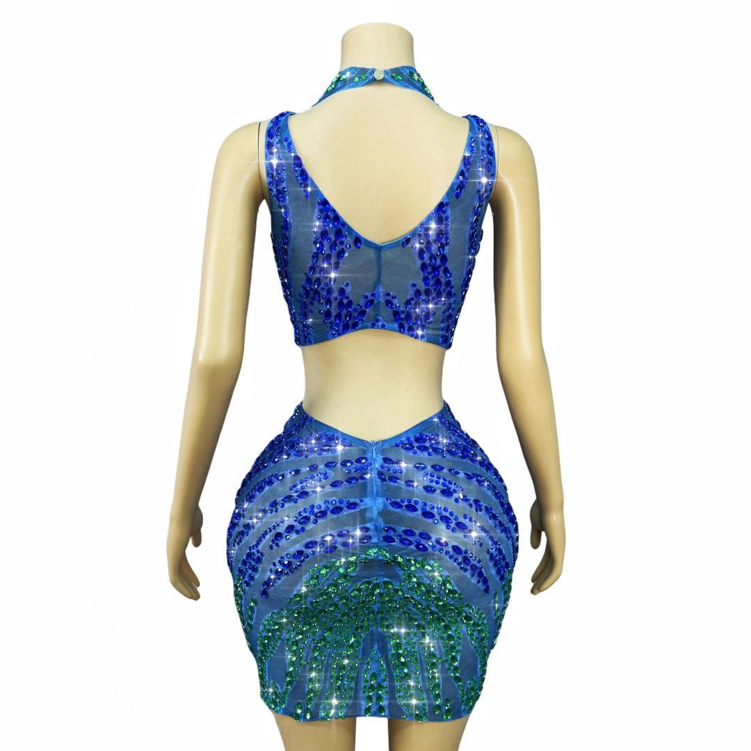 CELESINYI Lanliuyun Crystal Blue Flame Two-Piece Set