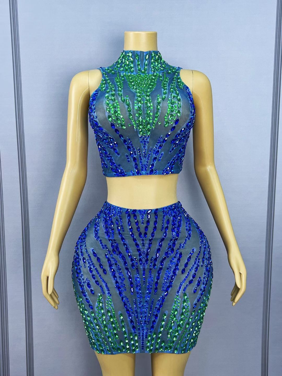 CELESINYI Lanliuyun Crystal Blue Flame Two-Piece Set