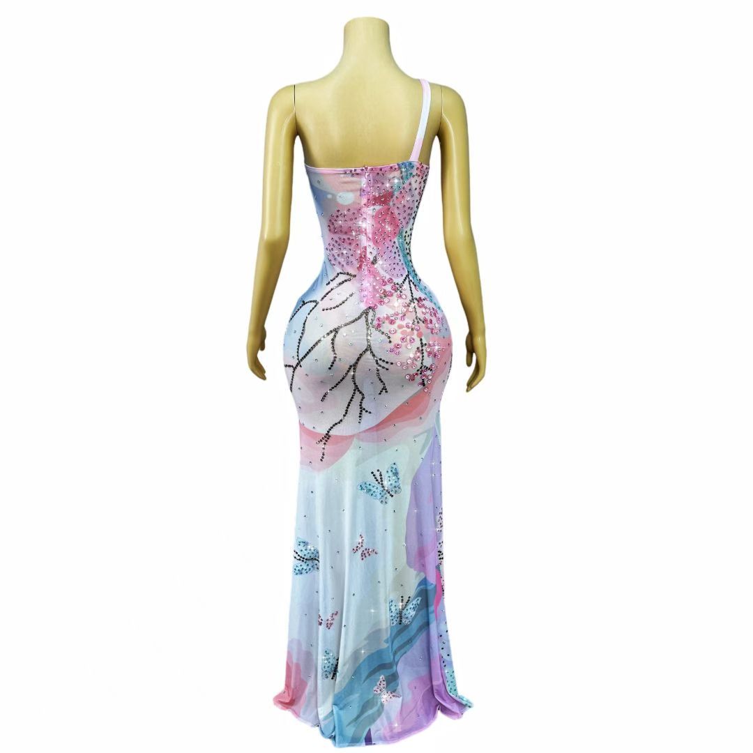 CELESINYI Baitao Crystal Pastel Mermaid Gown
