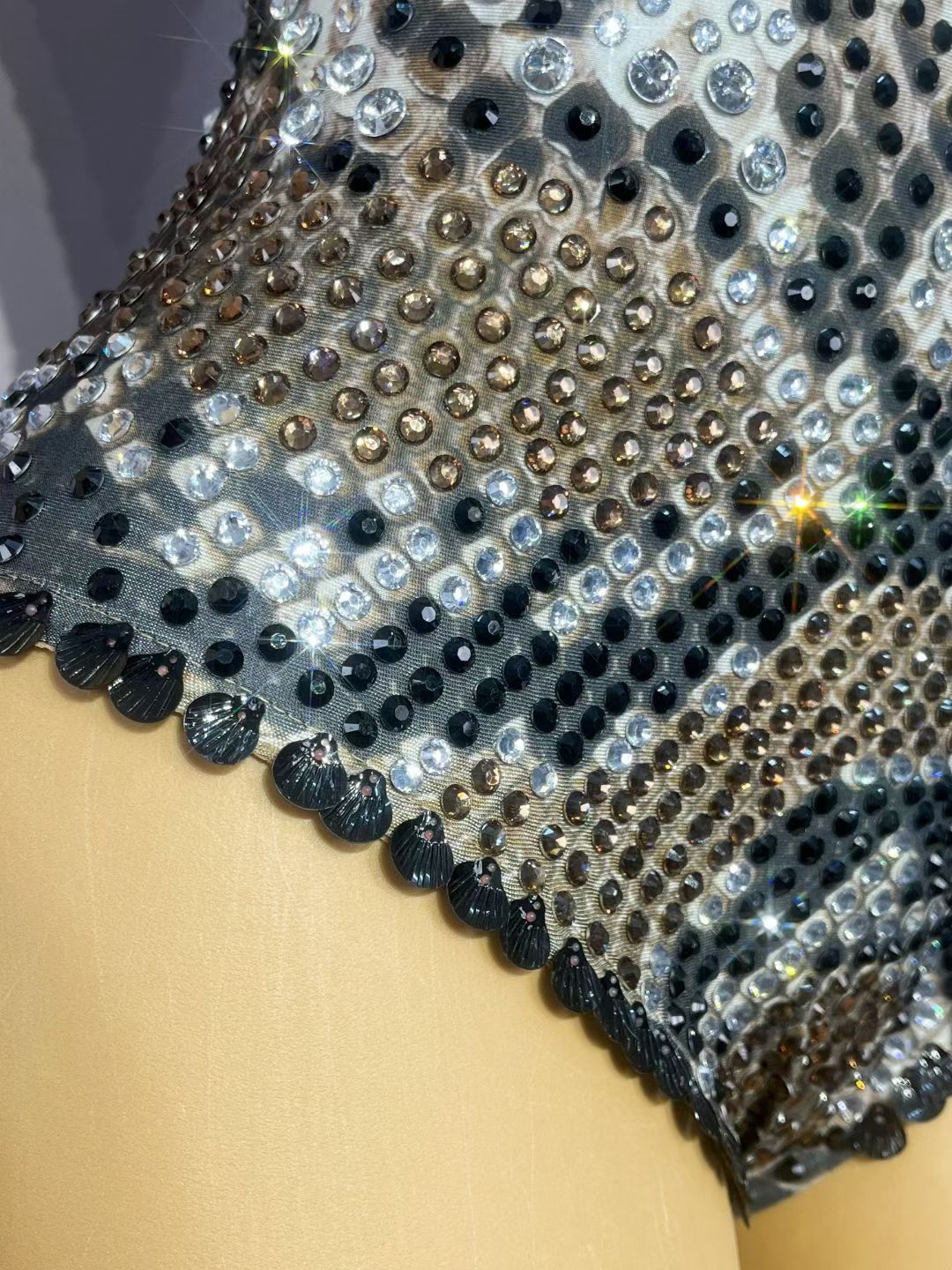 CELESINYI Ditoushe Crystal Snake Scale Leotard