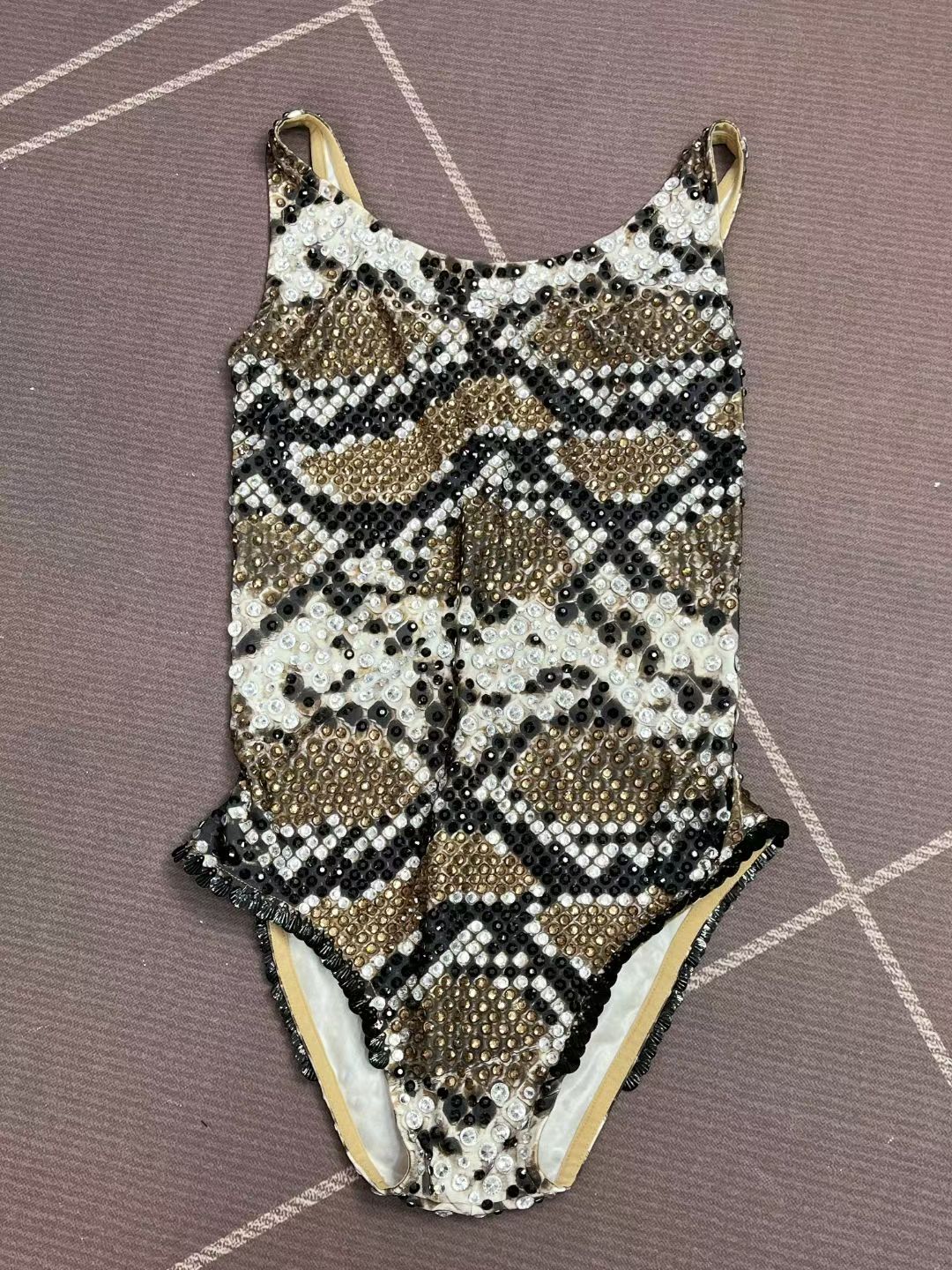 CELESINYI Ditoushe Crystal Snake Scale Leotard