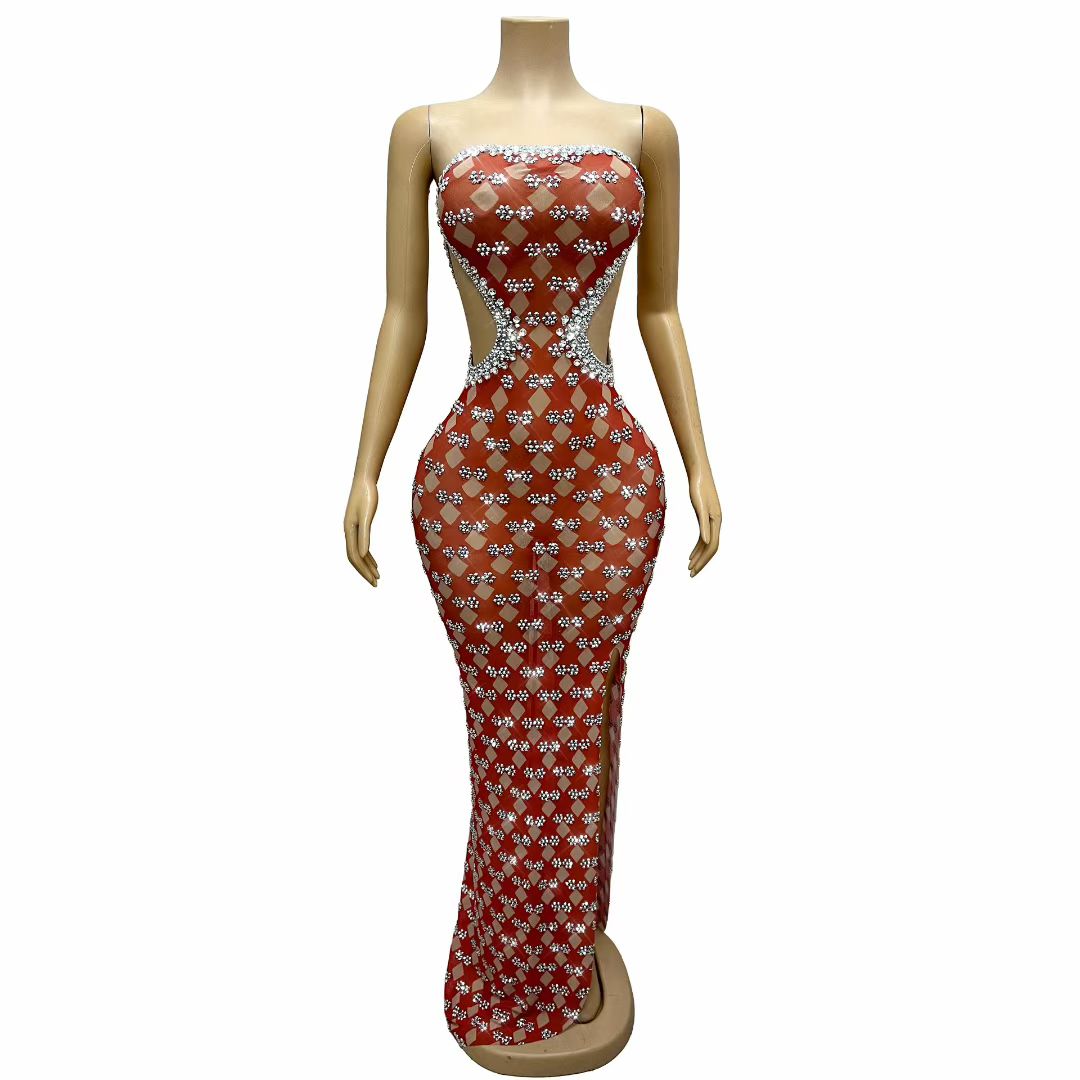 CELESINYI Linghua Crystal Diamond Lace Mermaid Gown