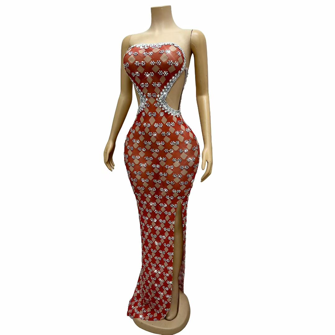 CELESINYI Linghua Crystal Diamond Lace Mermaid Gown