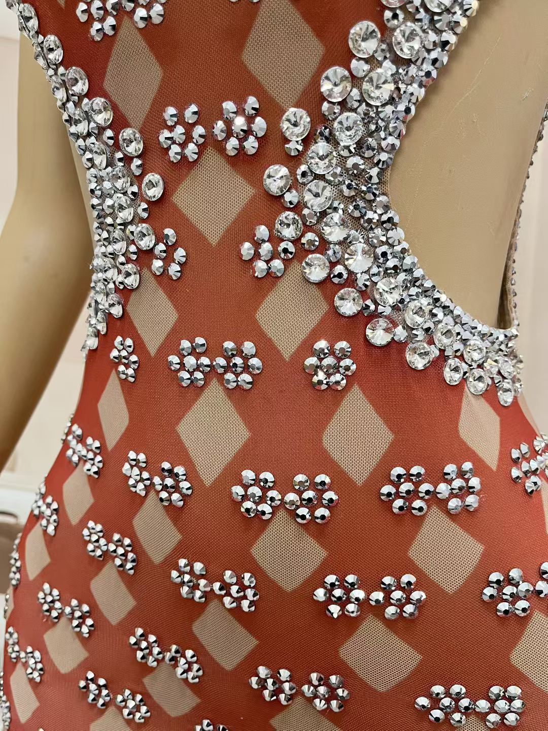 CELESINYI Linghua Crystal Diamond Lace Mermaid Gown