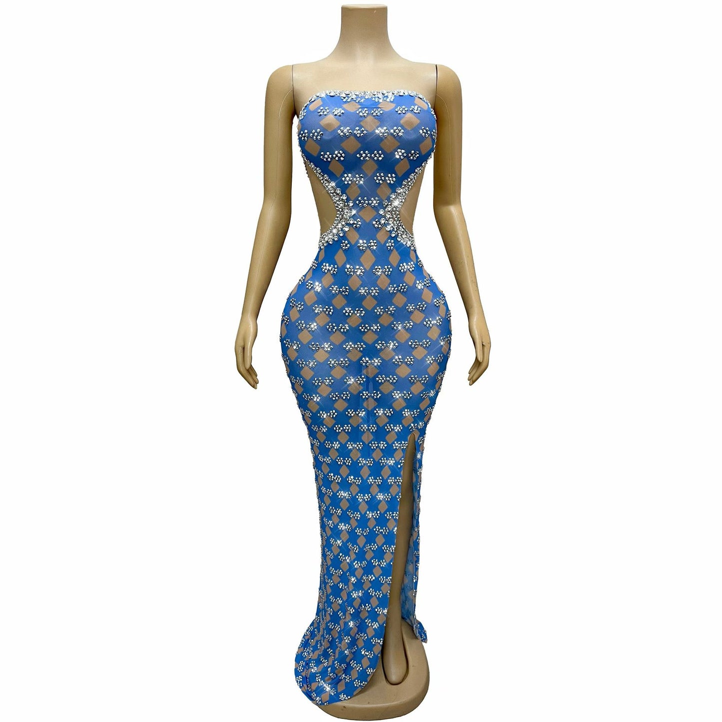 CELESINYI Linghua Crystal Diamond Lace Mermaid Gown