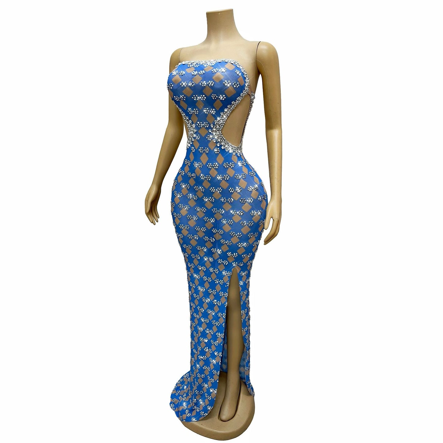 CELESINYI Linghua Crystal Diamond Lace Mermaid Gown