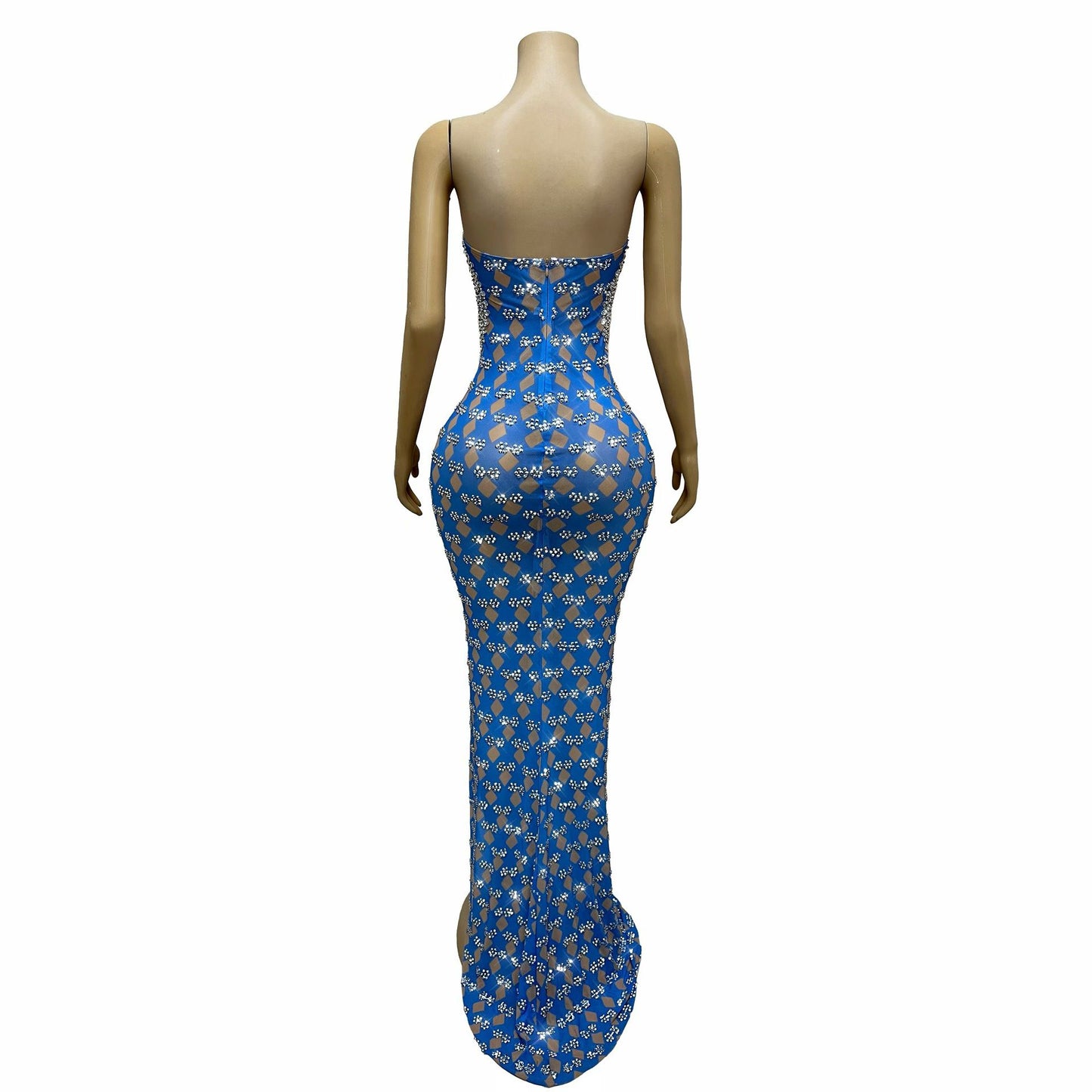 CELESINYI Linghua Crystal Diamond Lace Mermaid Gown