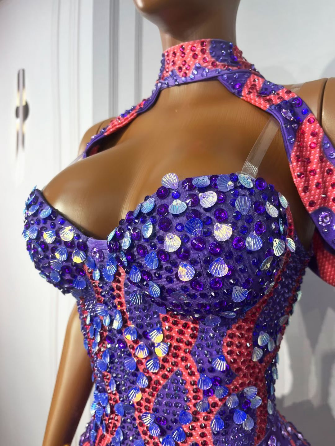 CELESINYI Moyulv Crystal Coral Mermaid Gown (Purple)