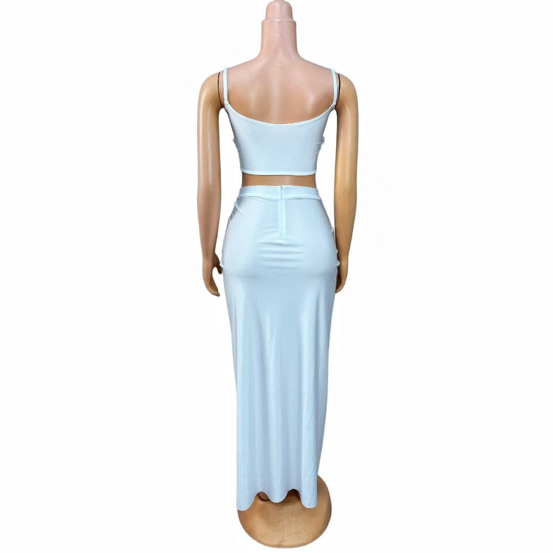 CELESINYI Beixin Crystal White Vest Gown Set