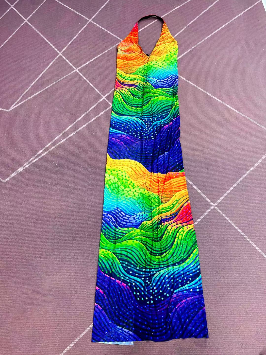 CELESINYI Caisixian Crystal Rainbow Wave Gown