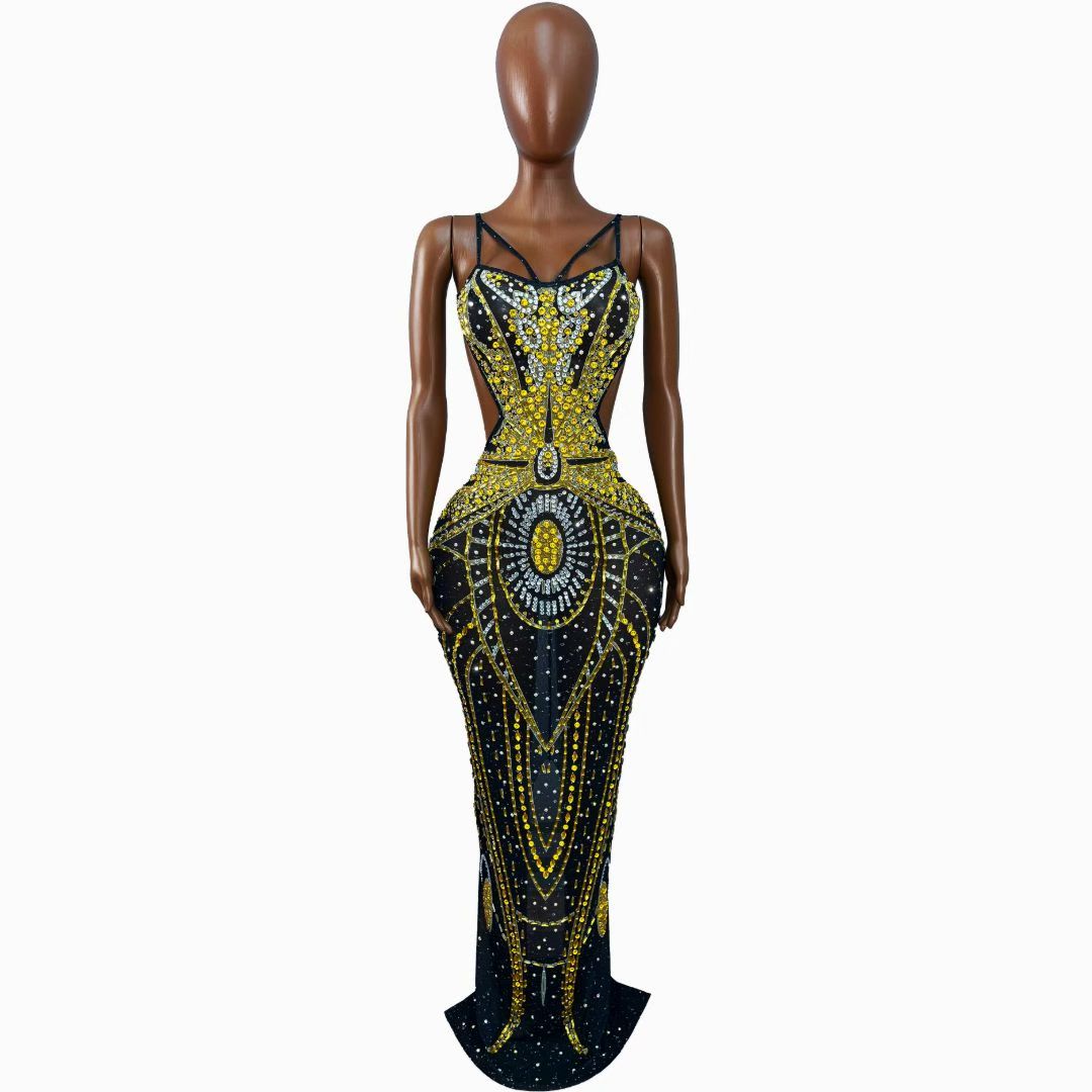 CELESINYI Heijinxian Crystal Art Deco Gown