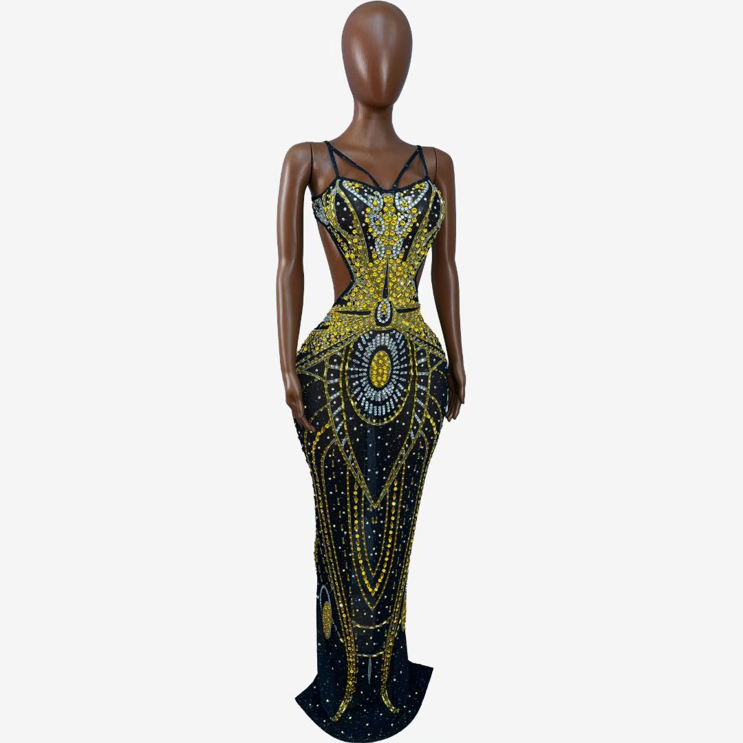 CELESINYI Heijinxian Crystal Art Deco Gown
