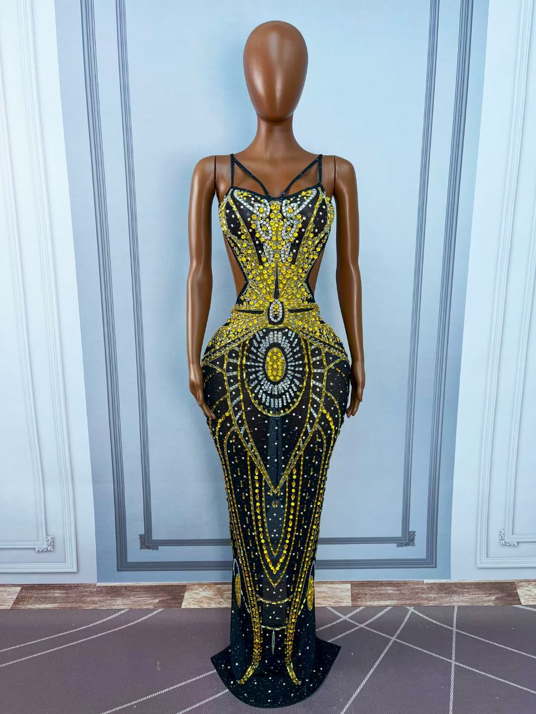 CELESINYI Heijinxian Crystal Art Deco Gown