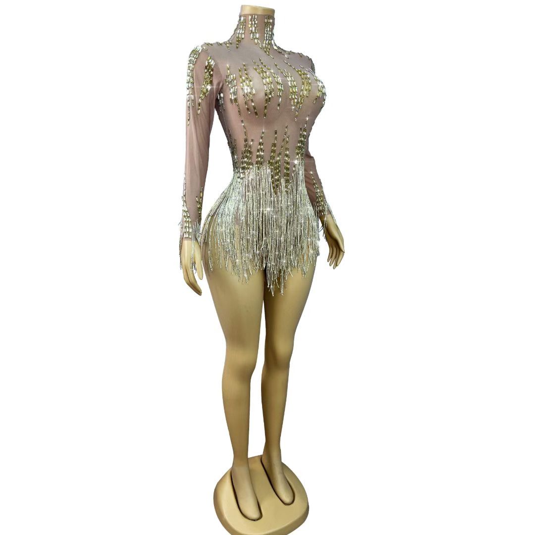 CELESINYI Changjiangqun Crystal Gold Waterfall Bodysuit Set