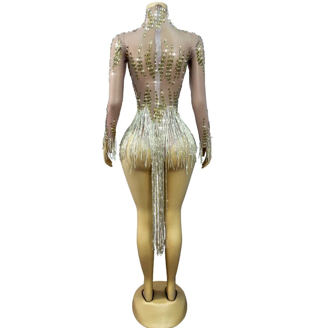 CELESINYI Changjiangqun Crystal Gold Waterfall Bodysuit Set