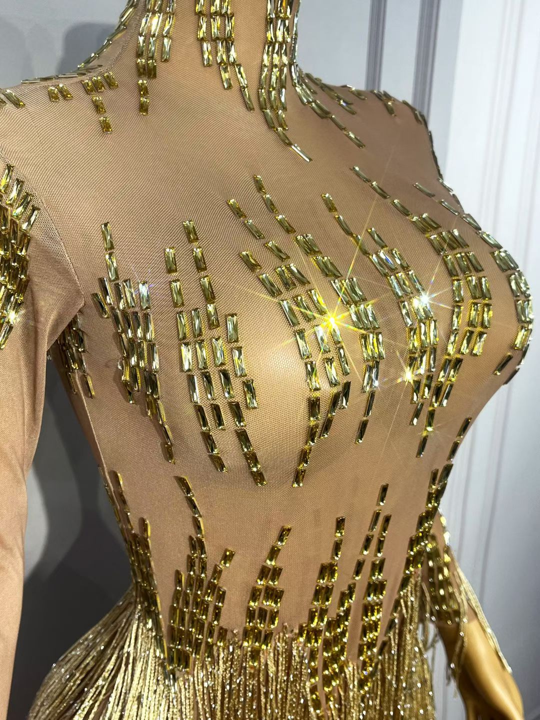 CELESINYI Changjiangqun Crystal Gold Waterfall Bodysuit Set
