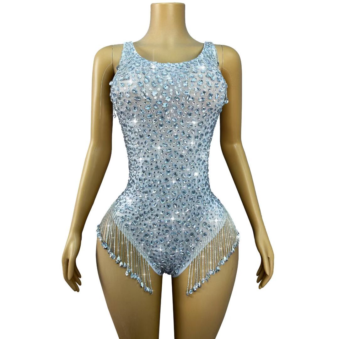 CELESINYI Xiaowulong Crystal Full Stone Bodysuit