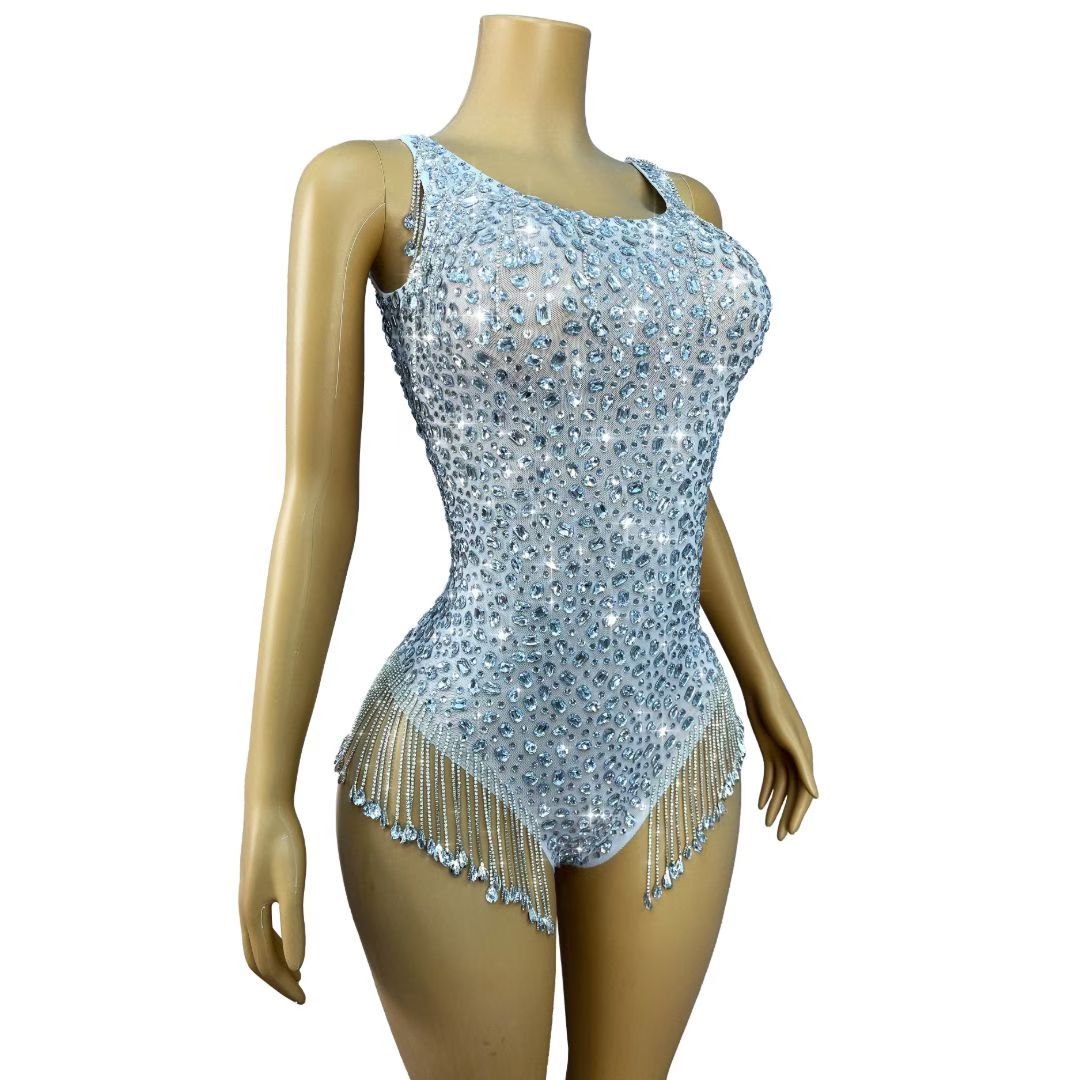 CELESINYI Xiaowulong Crystal Full Stone Bodysuit