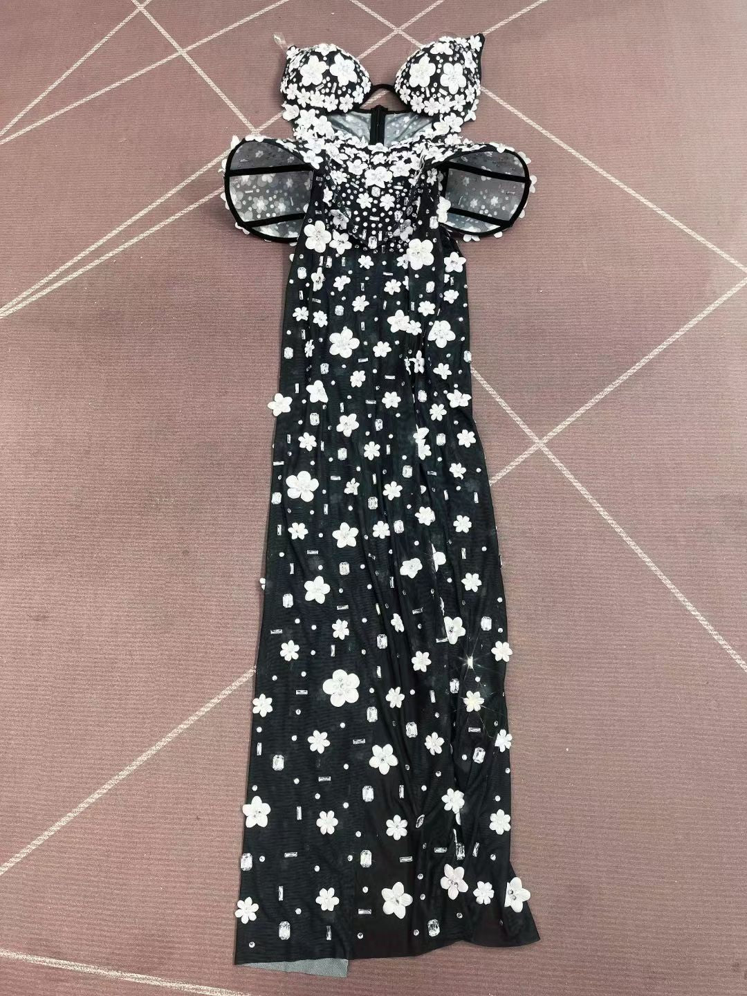 CELESINYI Bailianhua Crystal 3D Flower Gown
