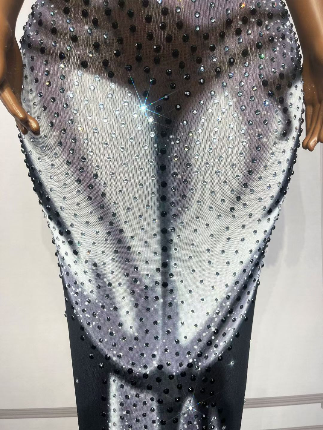 CELESINYI Youlingqun Crystal Illusion Print Bodycon Gown