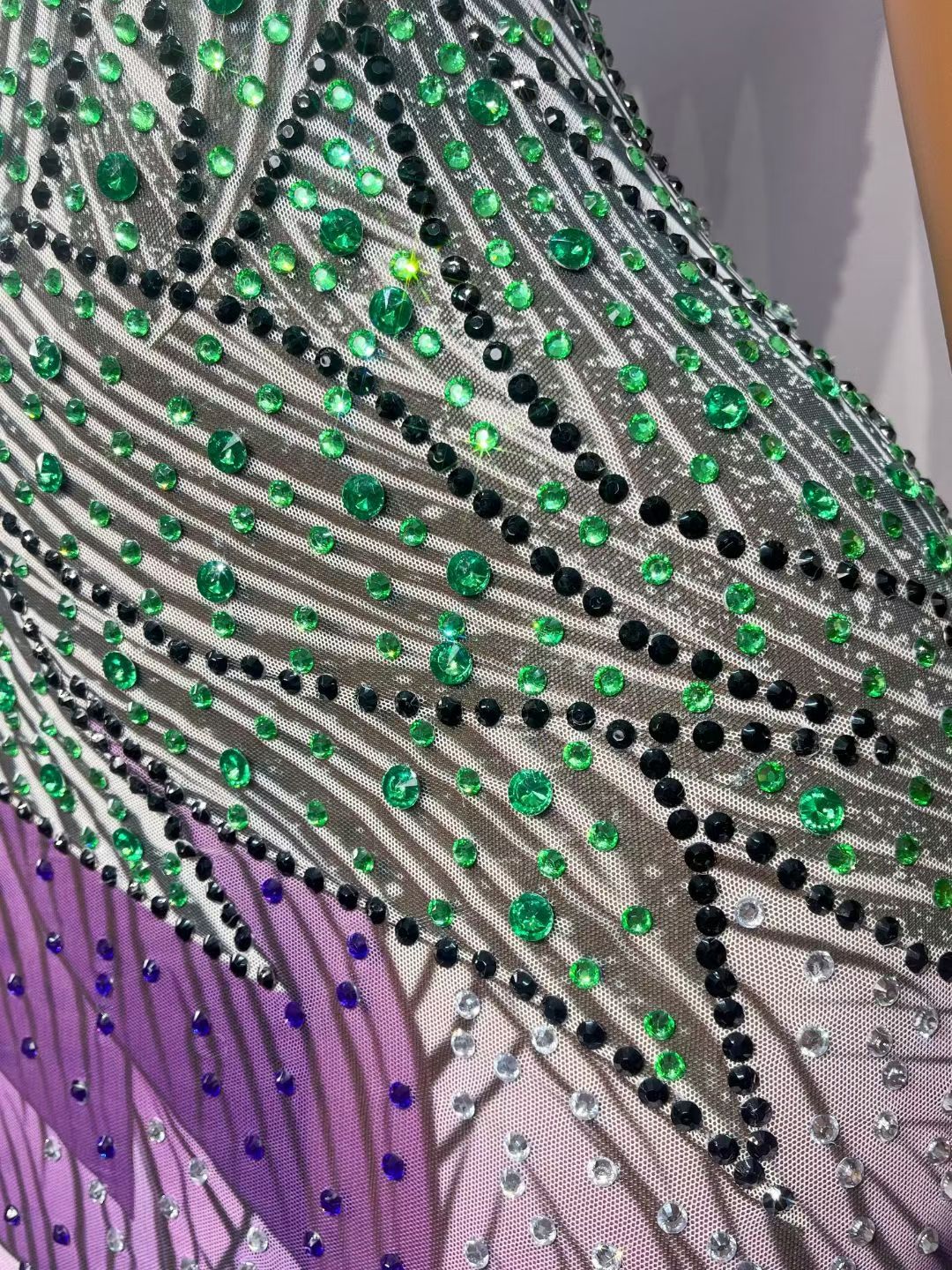 CELESINYI Ziyahua Crystal Green Purple Mermaid Gown