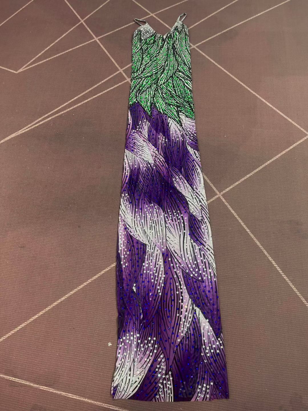 CELESINYI Ziyahua Crystal Green Purple Mermaid Gown