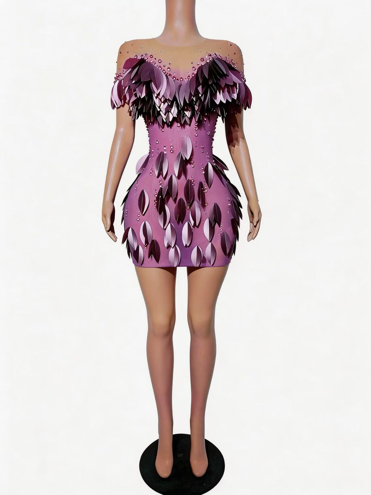 CELESINYI Chanmian Crystal Asymmetric Leaf Gown (Long)
