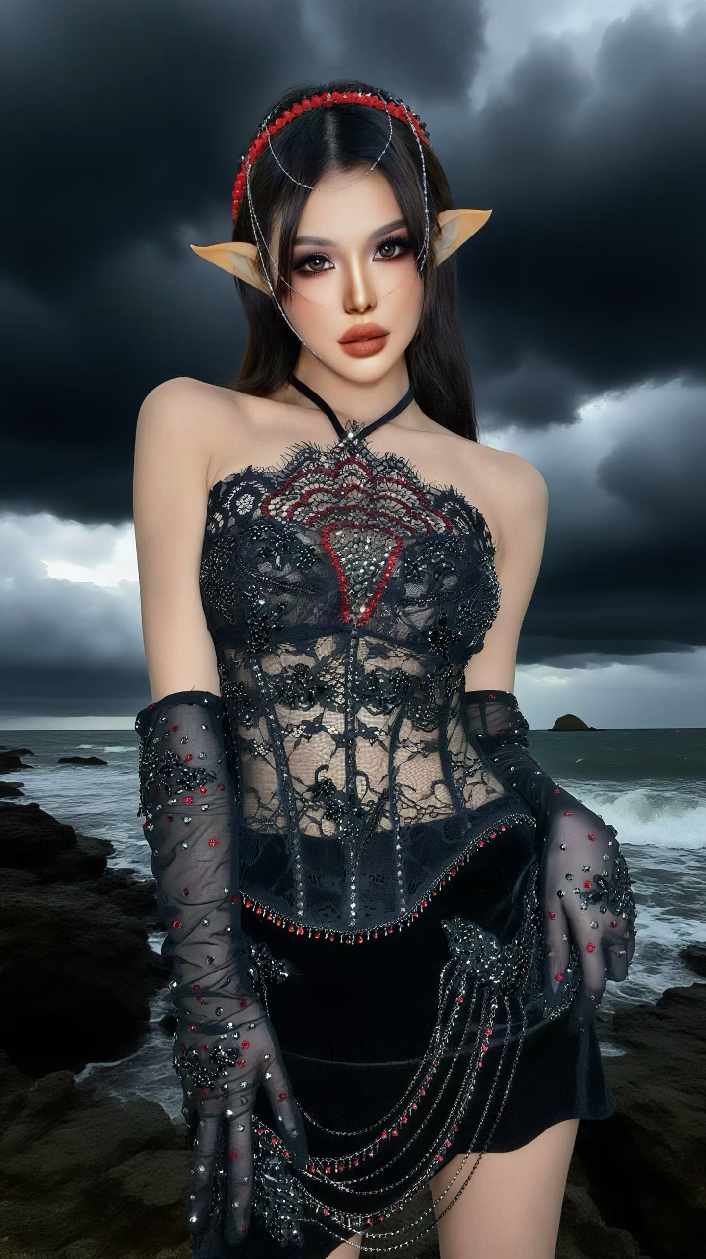 CELESINYI Heiyan Crystal Gothic Corset Set