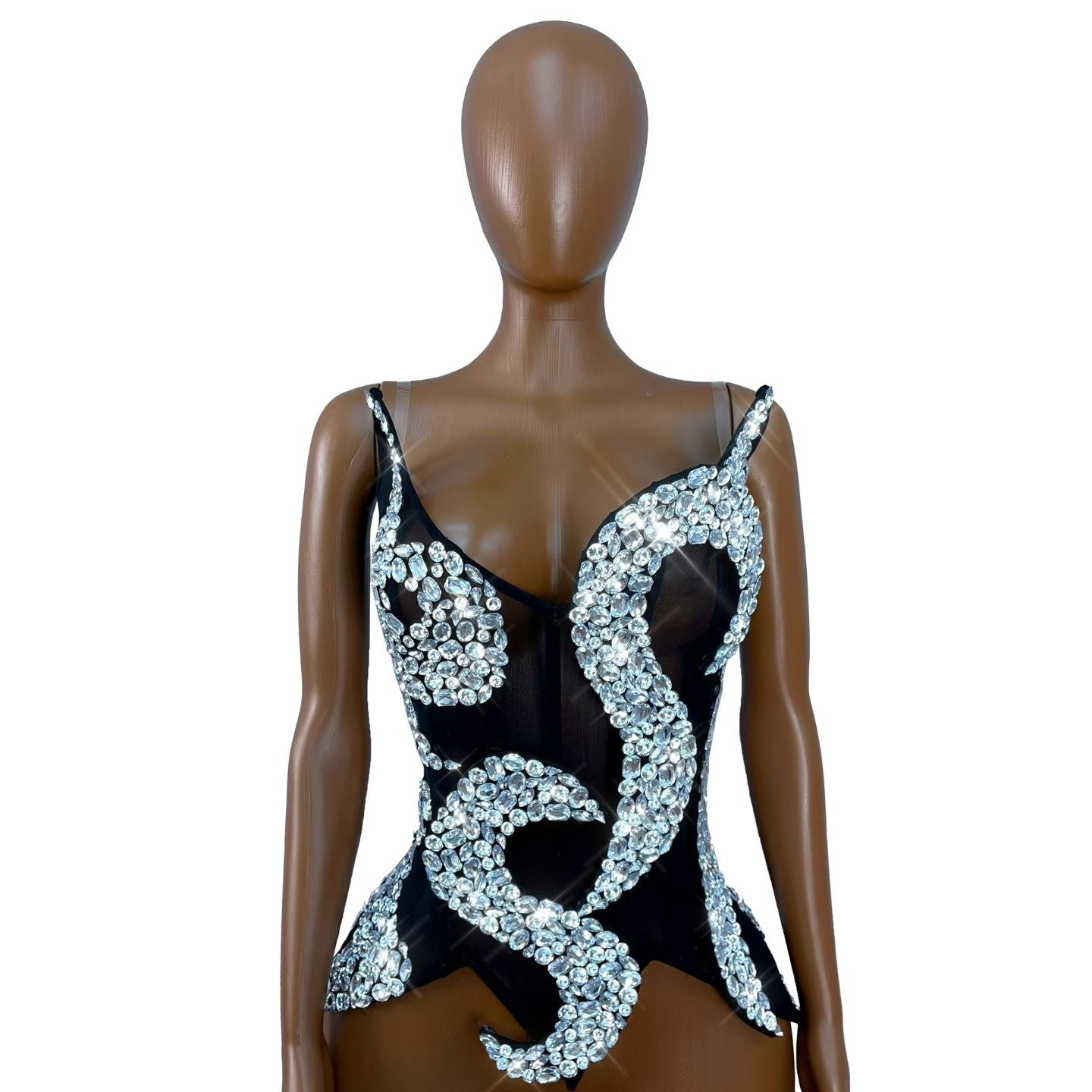 CELESINYI Shenhua Crystal Swirl Corset Bodysuit
