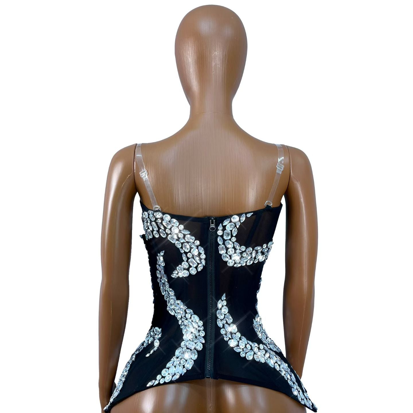 CELESINYI Shenhua Crystal Swirl Corset Bodysuit