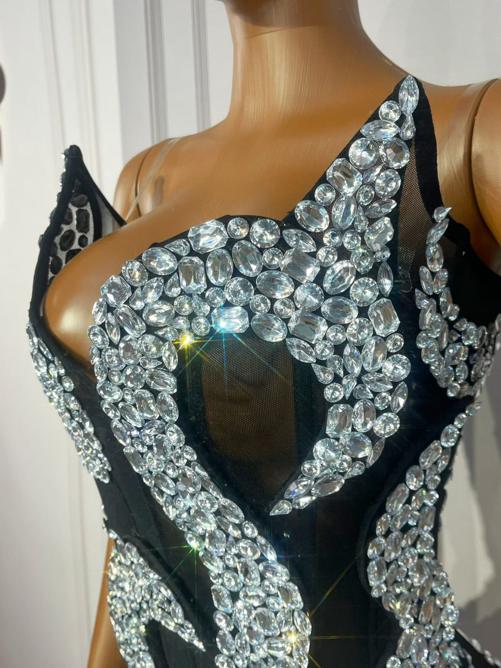 CELESINYI Shenhua Crystal Swirl Corset Bodysuit
