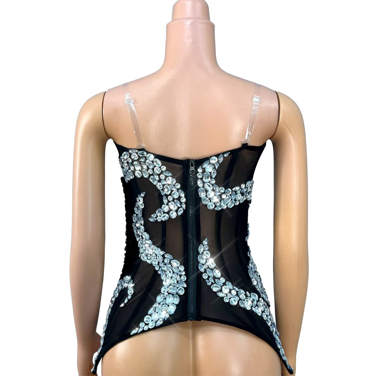 CELESINYI Shenhua Crystal Swirl Corset Bodysuit