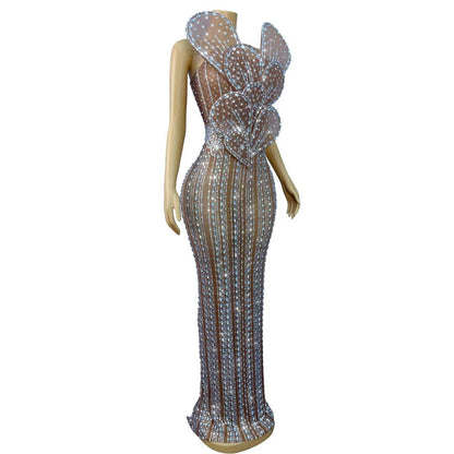 CELESINYI Yehuban Crystal Floral Maxi Dress