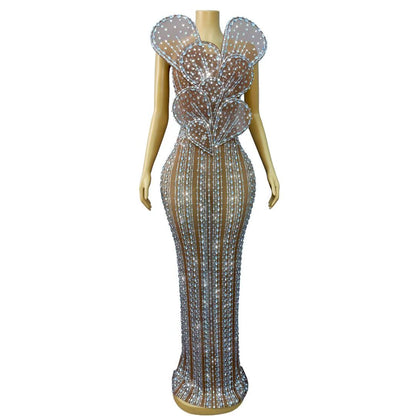 CELESINYI Yehuban Crystal Floral Maxi Dress