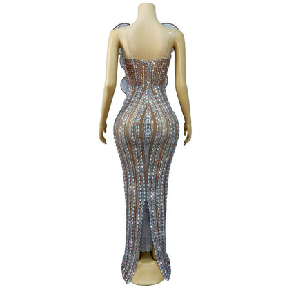 CELESINYI Yehuban Crystal Floral Maxi Dress