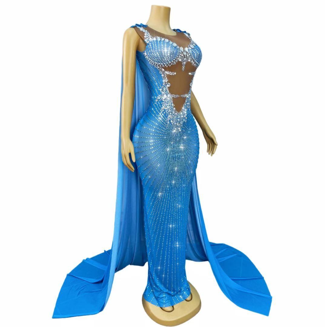 CELESINYI Chijin Crystal Cape Mermaid Gown