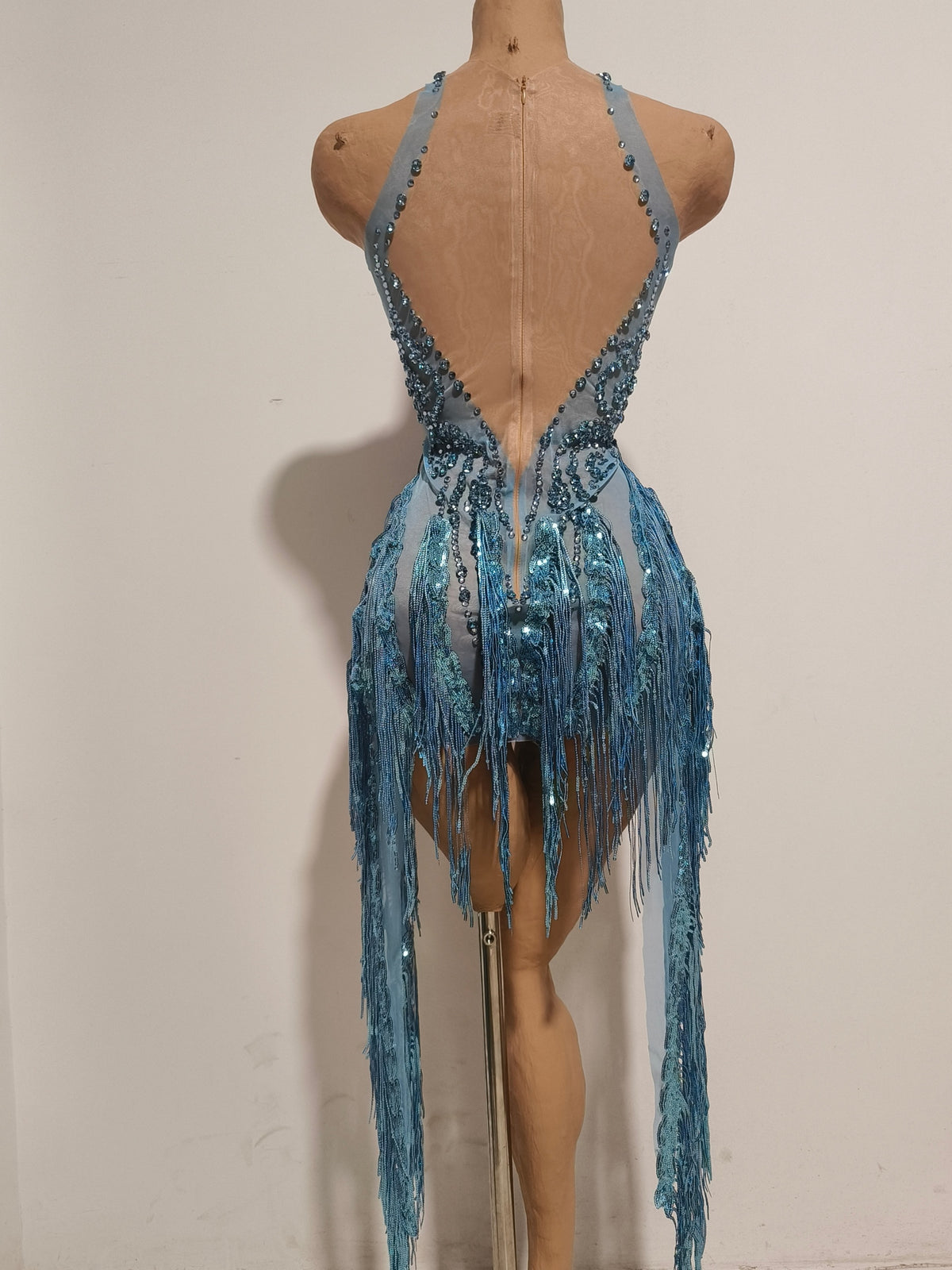 CELESINYI Shuiling Crystal Blue Fringe Set