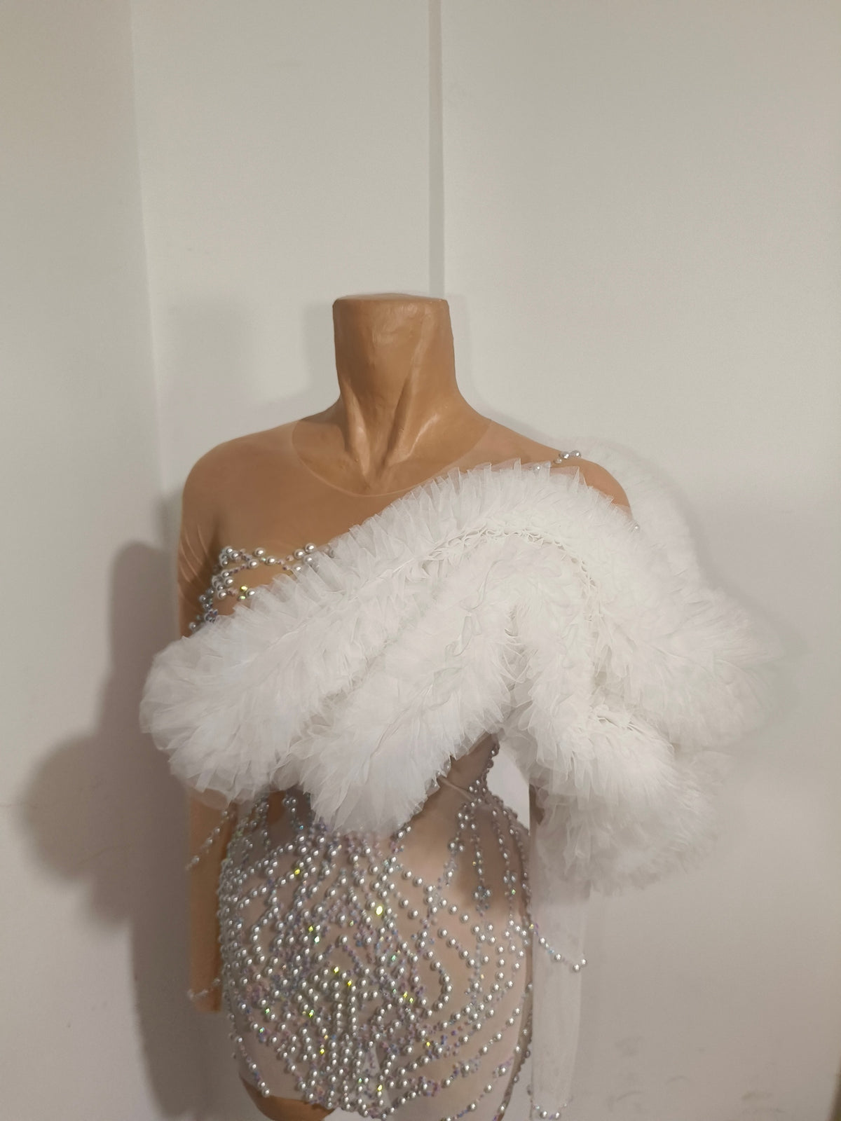 CELESINYI Tianxiang Crystal One Shoulder Mini Dress
