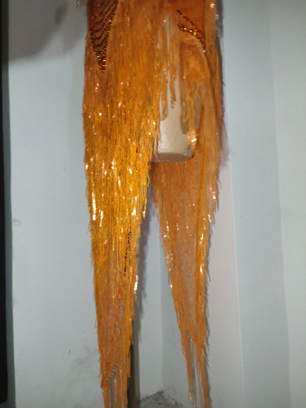 CELESINYI Chengzhi Crystal Orange Fringe Dress