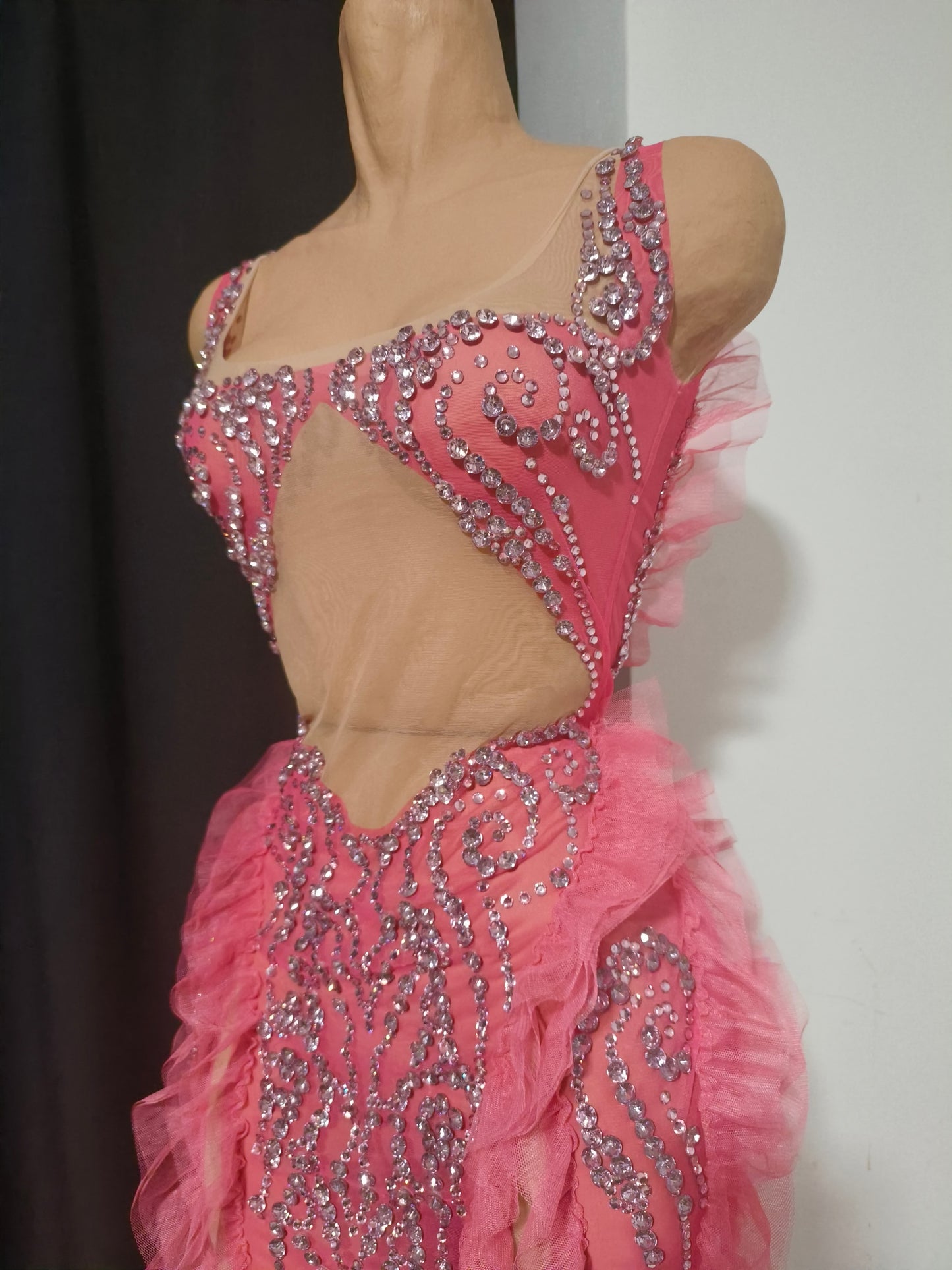 CELESINYI Mitao Crystal Pink Sweetheart Mini Dress